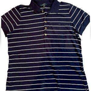 Ralph Lauren-blue and white with gold buttons polo shirt-size 2X large
